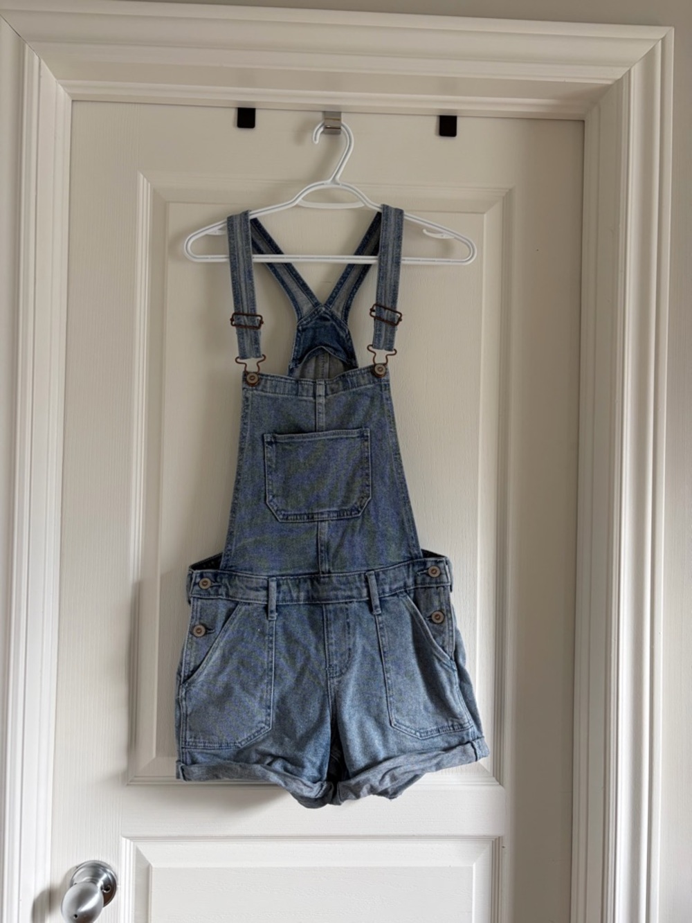 Denim Short Overalls - Light Blue - Size small